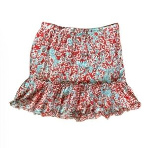 NWOT SILK Paloma Blue Alexa Luxury Skirt | Red Blue Micro Floral | Women’s Small